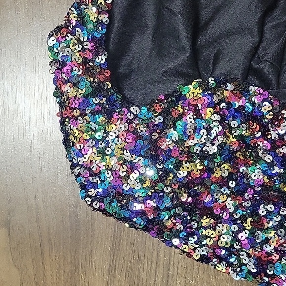FORE-Rainbow Sequin Open Back Mini Dress-Size XL - Picture 15 of 17